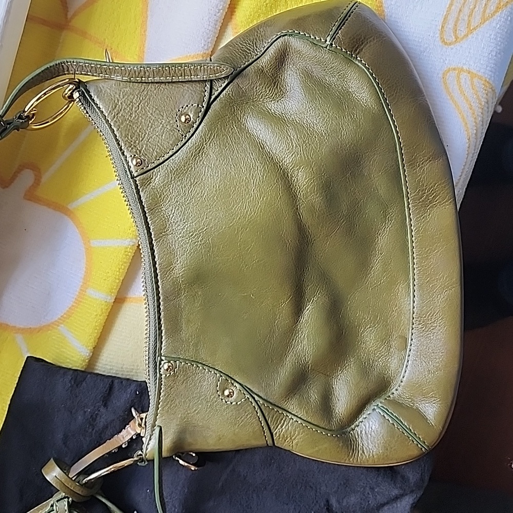GUC- VTG DKNY Y2K Olive Green Leather Hobo Bag with Dust Bag - Picture 4 of 11